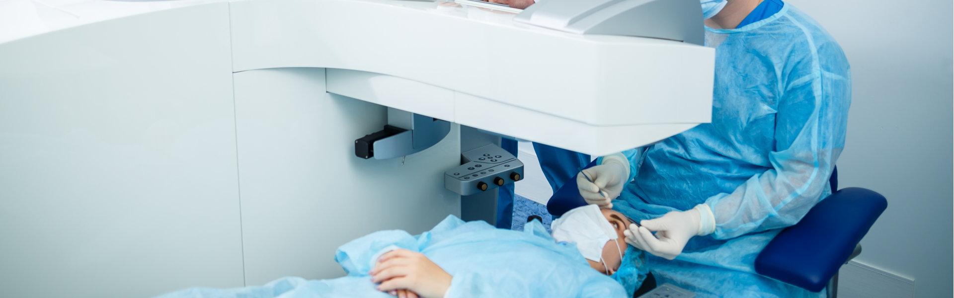 a patient undergo eye surgery